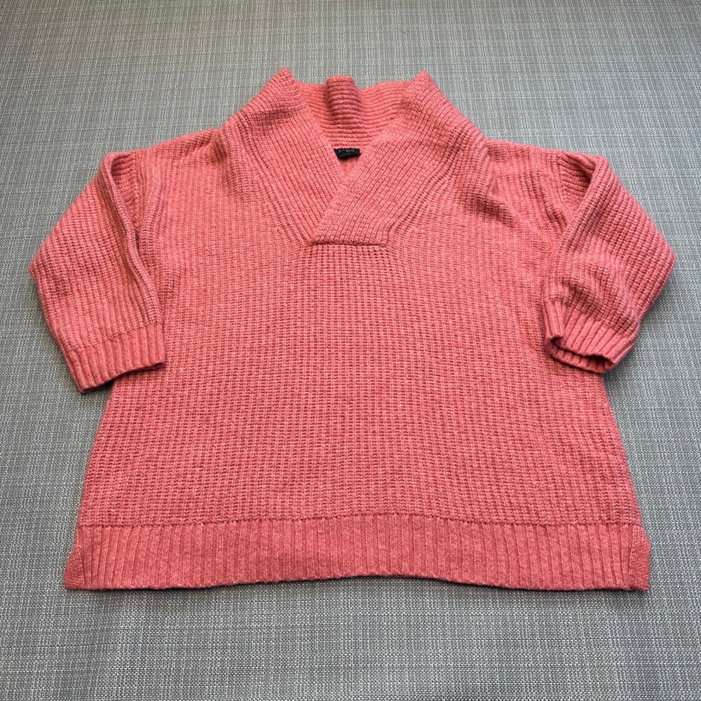 Talbots Plus‎ Sweater size X Coral Pink Chunky Knit Mock Neck Pullover Cozy